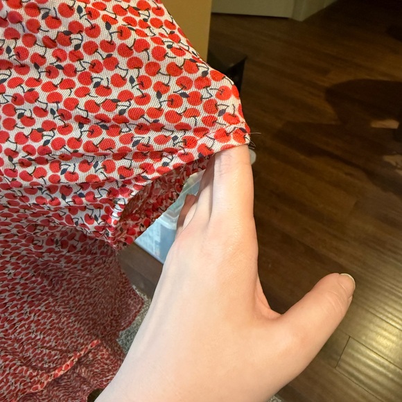 Sheer Mesh Cherry Printed Top - Picture 5 of 7